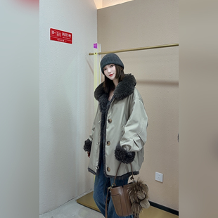 【冬至】新款皮毛一体两面穿时尚派克皮草女士冬季保暖外套厚