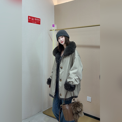 【冬至】新款皮毛一体两面穿时尚派克皮草女士冬季保暖外套