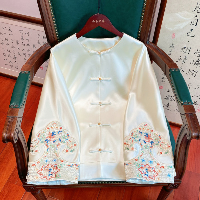小善之家2025春装新款简约秀气新中式醋酸绣花小外套国风唐装上衣