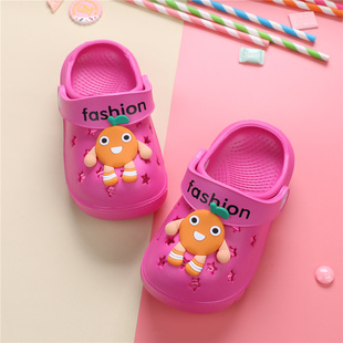 儿童洞洞鞋女小童拖鞋夏包头男防滑软底幼儿凉拖鞋男童女童沙滩鞋