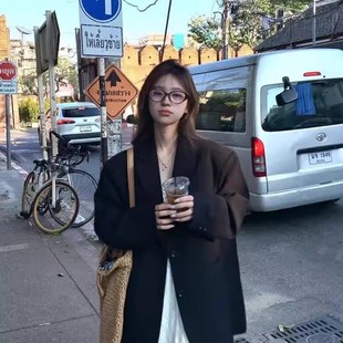 黑色西裝 新款 小個子高級感韓版 休閑寬松西服上衣 外套女2025春秋季