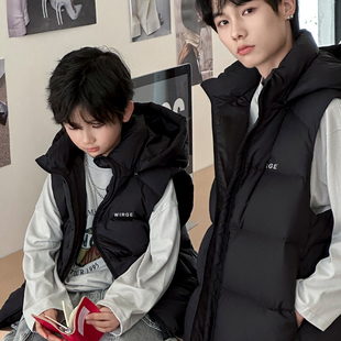 韦氏【设计师款】2025新加厚白羽绒男女儿童亲子款连帽羽绒马甲