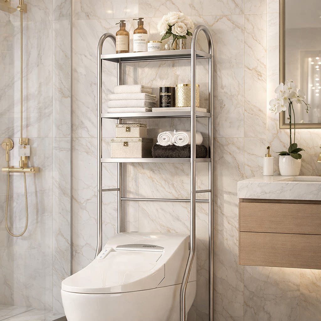 卫生间不锈钢马桶上方置物架洗衣机收纳神器厕所坐便器架子落地