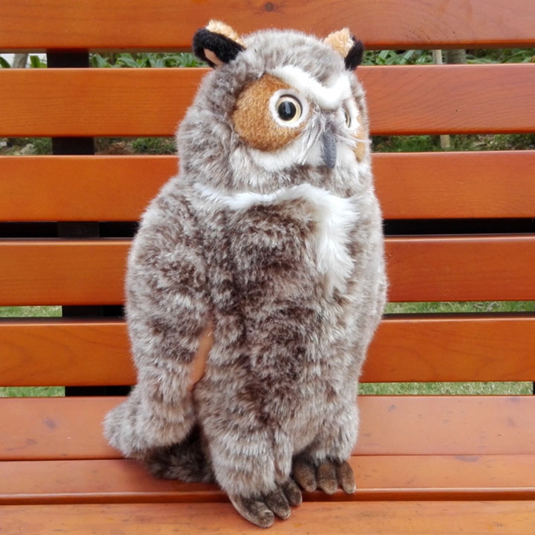 野生动物~FAO原单 仿真猫头鹰 鸮 雕鸮 毛绒玩具公仔布娃娃玩偶