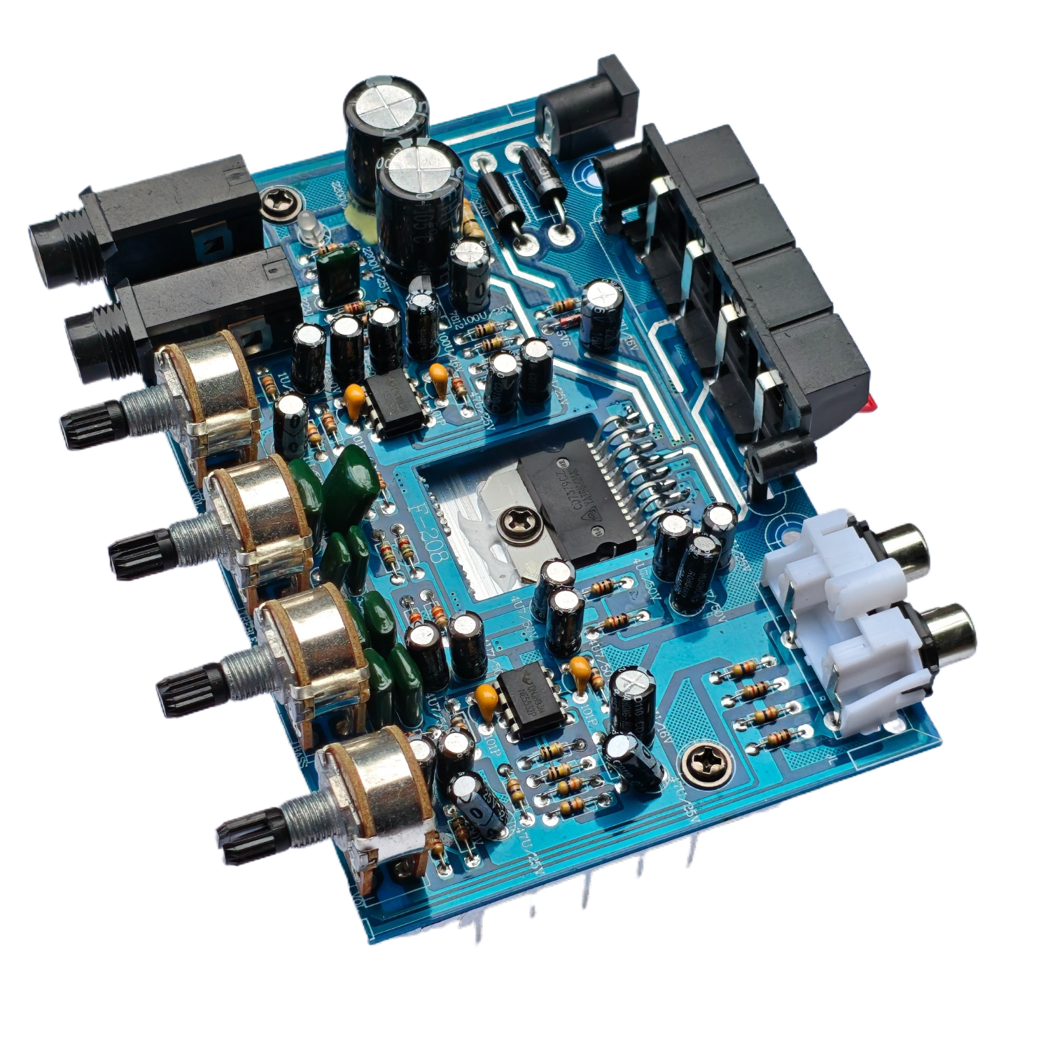 双话筒口大功率功放板12V高低音调钮功放板音箱板家用车载卡拉OK