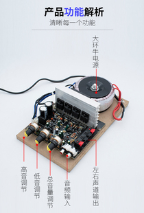 环牛带200W大功率功放板家用成品发烧j进口管双声道2.0风扇功放板