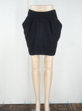 100元2件!玛K曼K M*MANCO专柜正品褶皱口袋女冬春薄呢半裙9100130