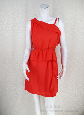 100元2件清!ZOKO倬可儿 斜肩性感显瘦百搭吊带裙女夏连衣裙1L1024