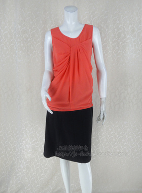 100元3件清!裘T诺G*rdia糖果色不对称褶皱女夏无袖甜美背心2117F