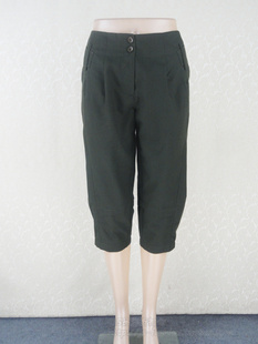 七分裤 100元 女春夏两粒扣贴布饰宽松百搭小脚裤 卡VON 4WYY003 2件