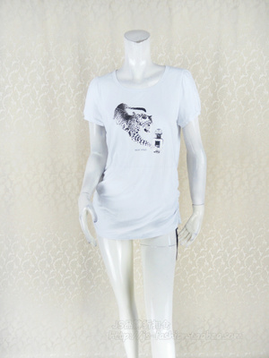棉弹力豹子印花烫钻T恤印花