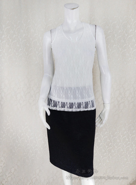 100元3件清!ZOKO倬可儿 提花蕾丝圆领无袖百搭背心B1156 C1055