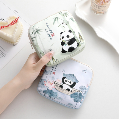 古风熊猫姨妈巾卫生巾收纳包学生防水大容量随身便携式手提月事包