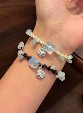 手工双圈猫头甜美合金手链