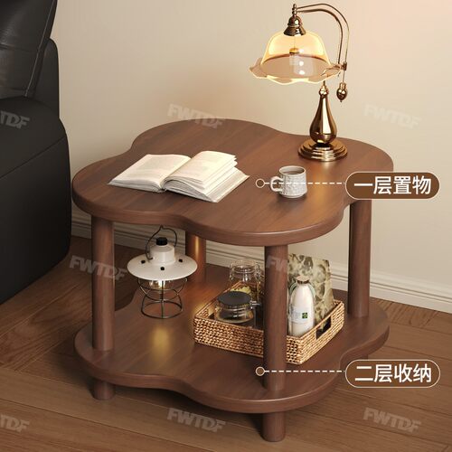 中古风木制客厅沙发边几60x60