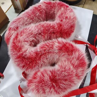 樱桃红霜狐狸毛尾巴毛量大整条柔软蓬松加粗长甜美圣诞配色妖兽尾