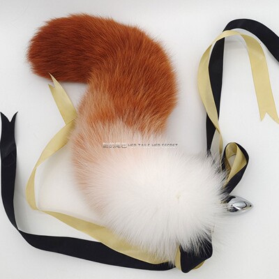 白色焦糖渐变色气质尾巴真毛橘棕