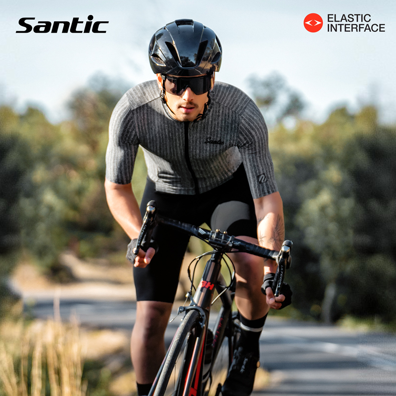 Santic森地客 男士春夏短袖五分裤连体服 意大利双箭头坐垫竞赛服