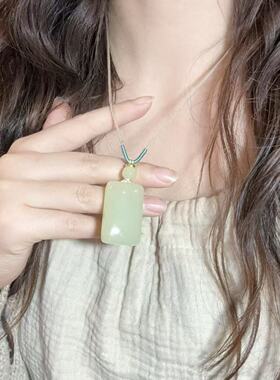 天然高档平安无事牌玉坠男女款