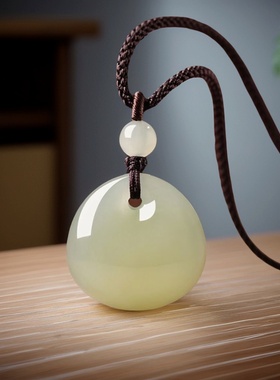 天然玉福袋吊坠女玉石锁骨项链