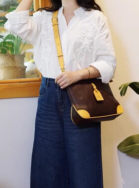 植鞣牛皮手工包odeon 工装风斜挎式一体式单肩包单肩包女士