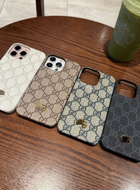 GG家皮质适用iPhone17/12/13/14/15/16/11promax苹果手机壳半包大孔防摔欧美潮牌保护套轻奢高级感