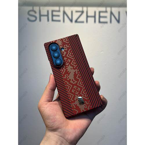 适用zfold7壳纤维条纹zfold6折叠屏双中轴保护套磁吸充w26心系天