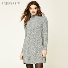 39元你  Forever21女装长袖连衣裙时尚休闲混色宽松型高翻领连衣裙女长袖