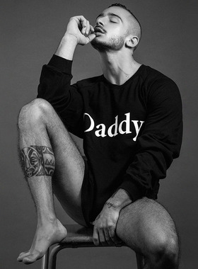 Daddy字母卫衣小众亚文化街头潮流加绒卫衣