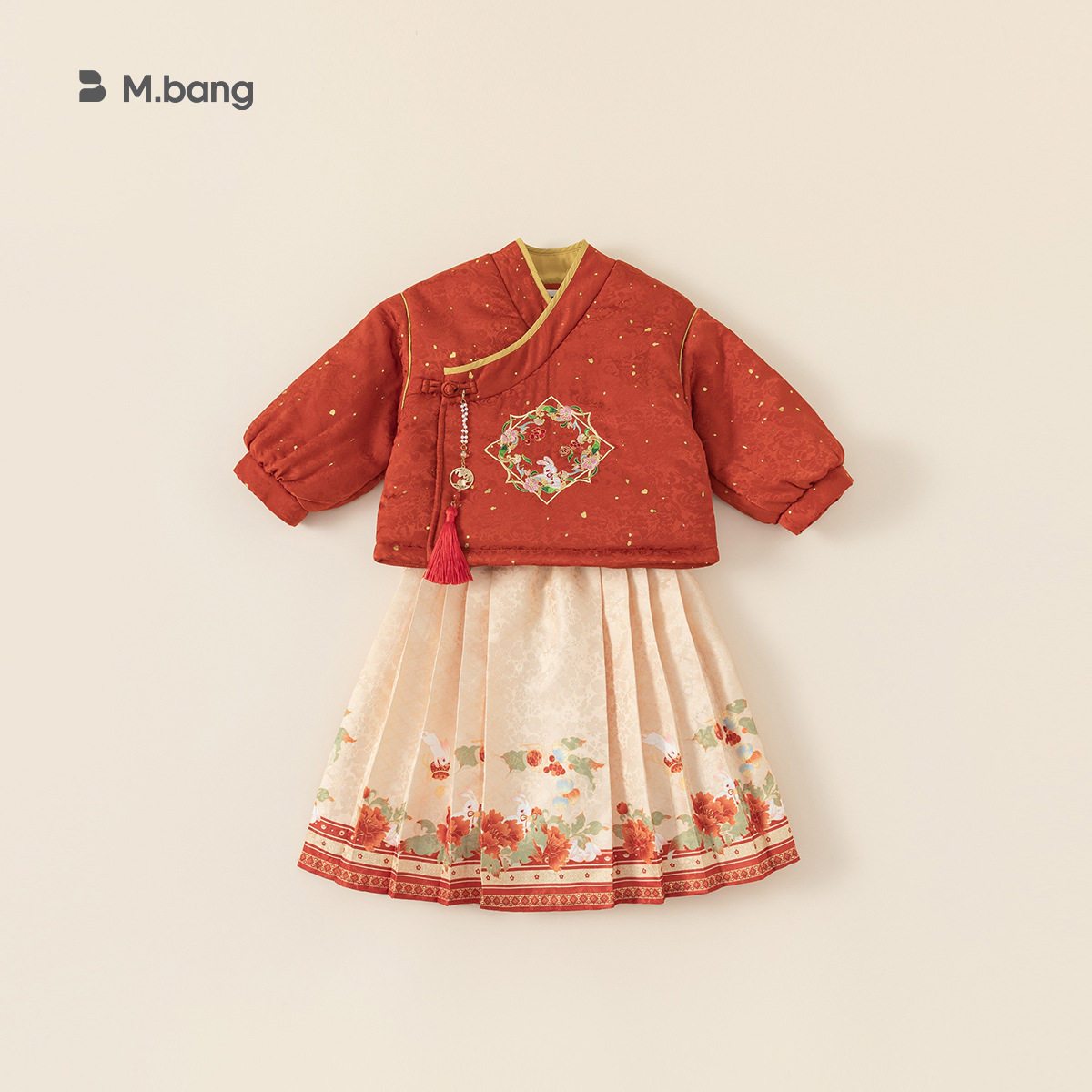 女宝宝汉服套装中式盘扣夹棉外套
