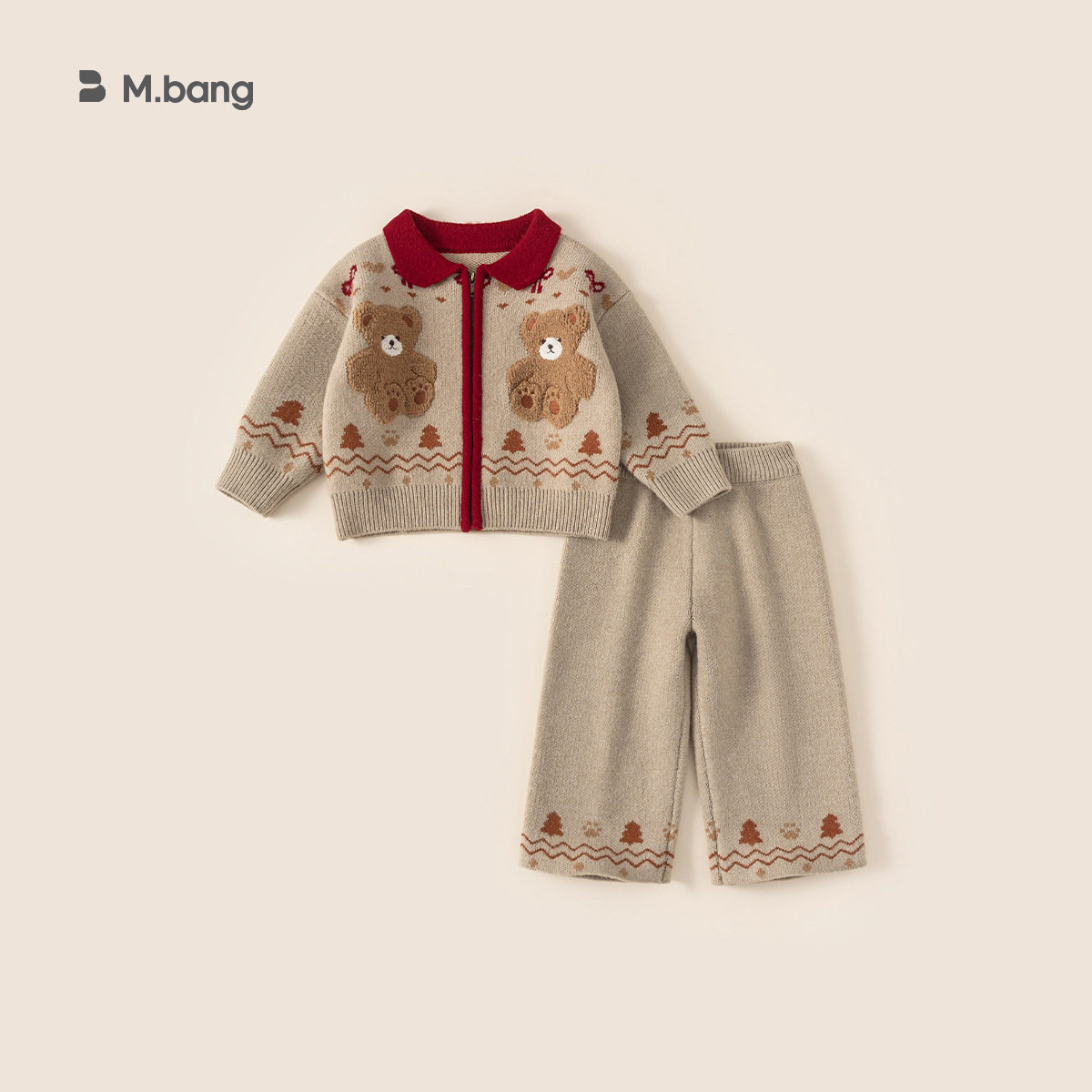 童装女童套装冬季加厚针织开衫毛线裤子儿童两件套衣服潮80-140