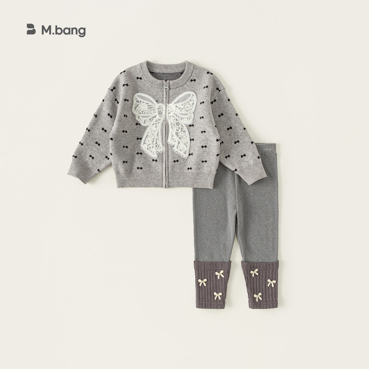 童装春秋款蝴蝶结毛衣堆堆袜打底裤女童两件套裤装儿童套装80-140