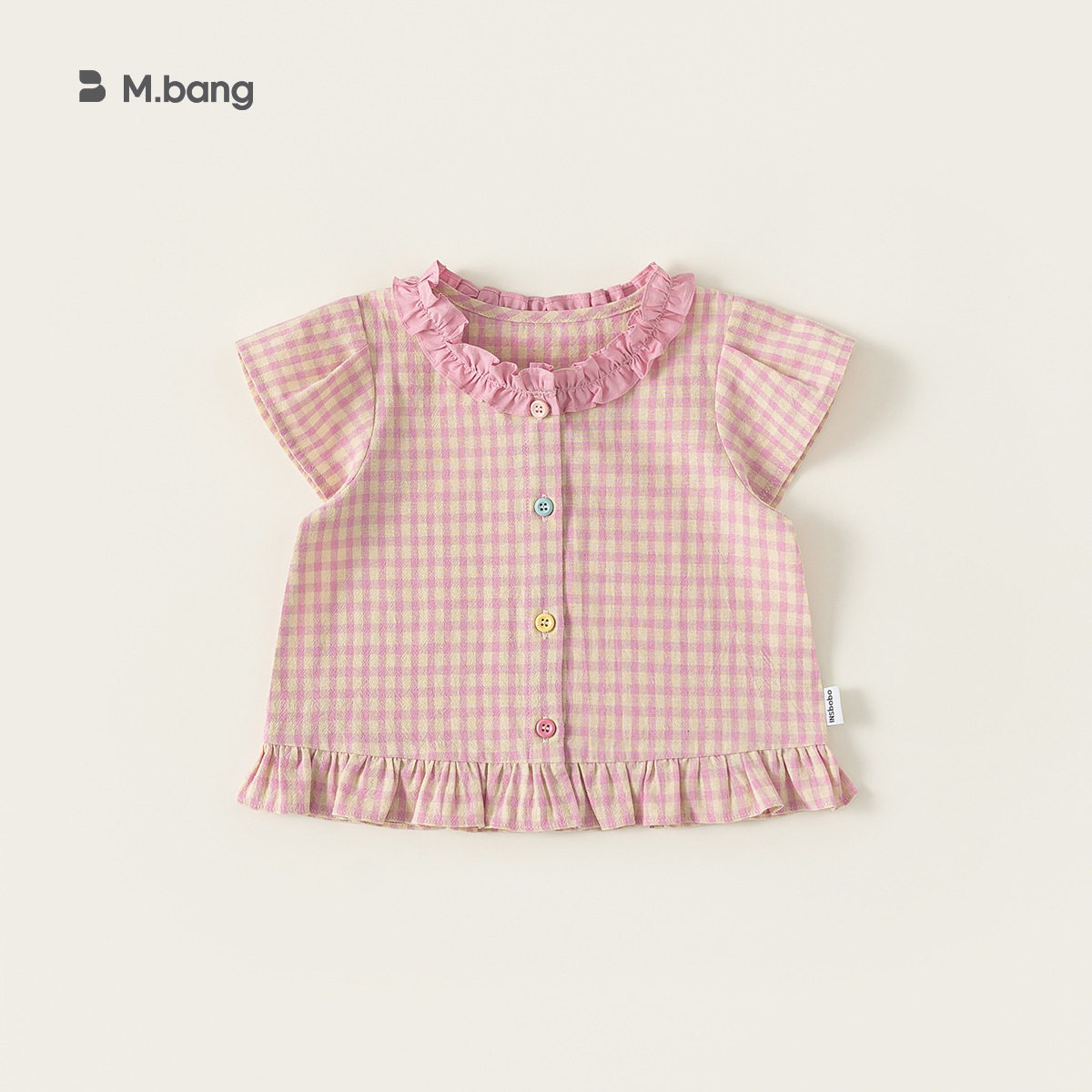 童装2026夏季衣服格子衫花边领中小童上衣儿童短袖女童衬衫80-140