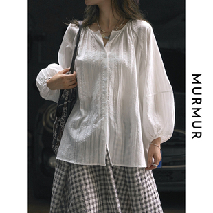 日系简约风圆领衬衫2025夏新款宽松休闲廓形衬衣轻薄防晒外套