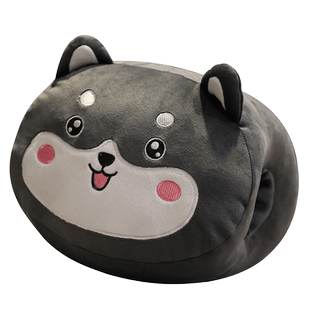 哈士奇插手抱枕毛绒午睡枕头学生教室办公室抱着睡觉暖手捂枕靠垫