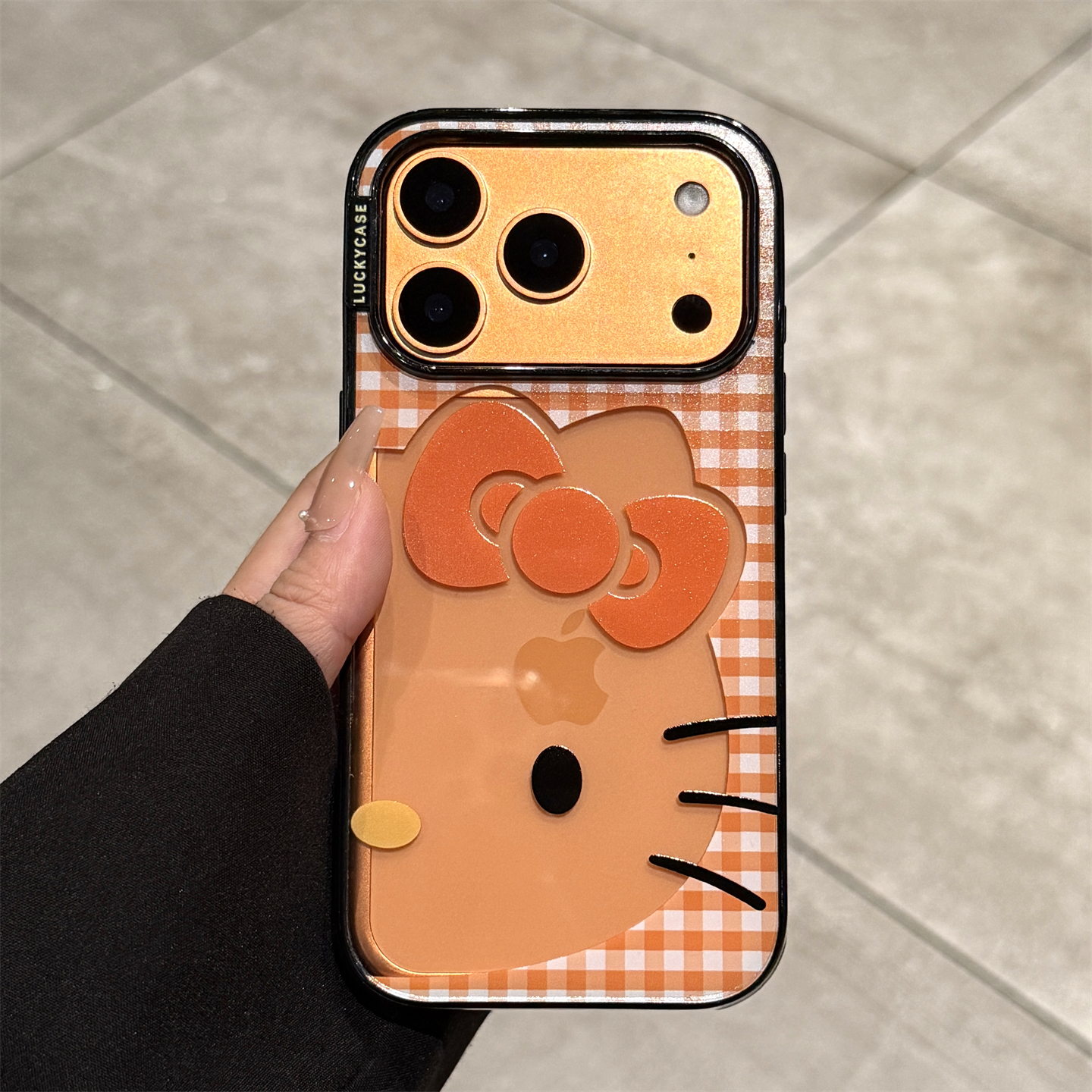 适用苹果17promax橙色kt猫手机壳