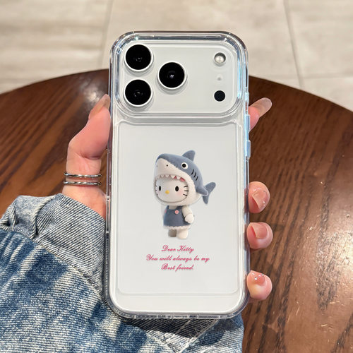 适用于苹果手机壳鲨鱼玩偶kt猫