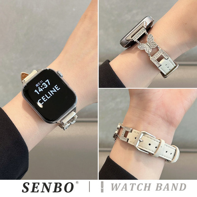 适用于华为fit4手表带新款女款4pro小蝴蝶金属拼皮表带watch fit3真皮皮质fit三代智能手表fit2男士情侣运动