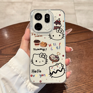 适用于oppofindx9pro手机壳新款 卡通可爱超薄 全包镜头防摔findx9高级感线条kt猫findx8pro透明findx8硅胶女款