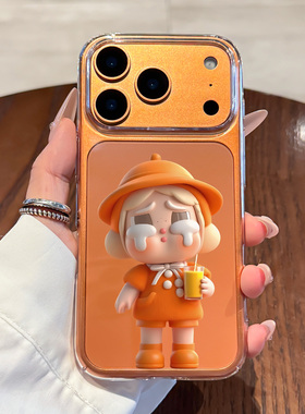 适用于苹果17pormax手机壳新款橙色iPhone17高级感16promax外壳哭娃crybaby透明16超薄17高端男女款时尚网红