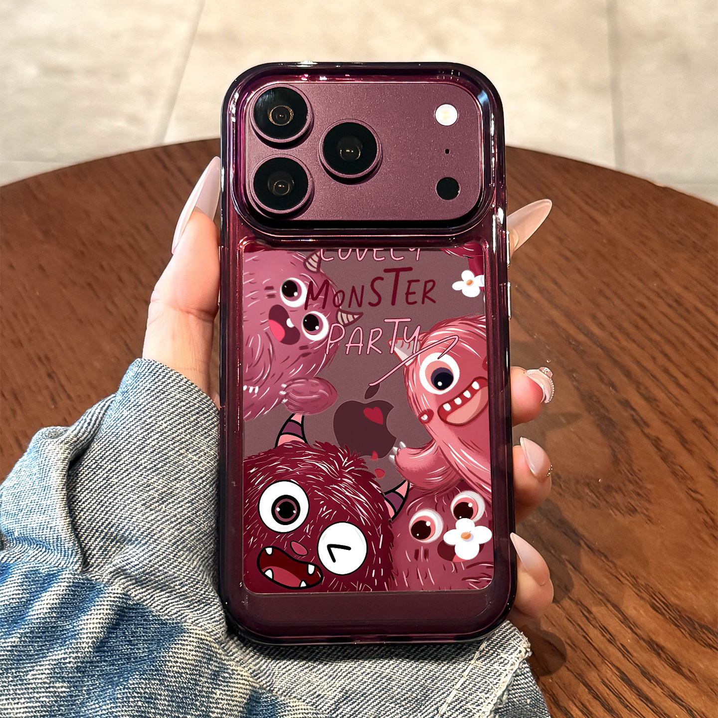 适用苹果18promax手机壳新款iPhone18pro酒红色小怪兽18可爱17高级感16全包防摔15透明14硅胶13小众女款超火