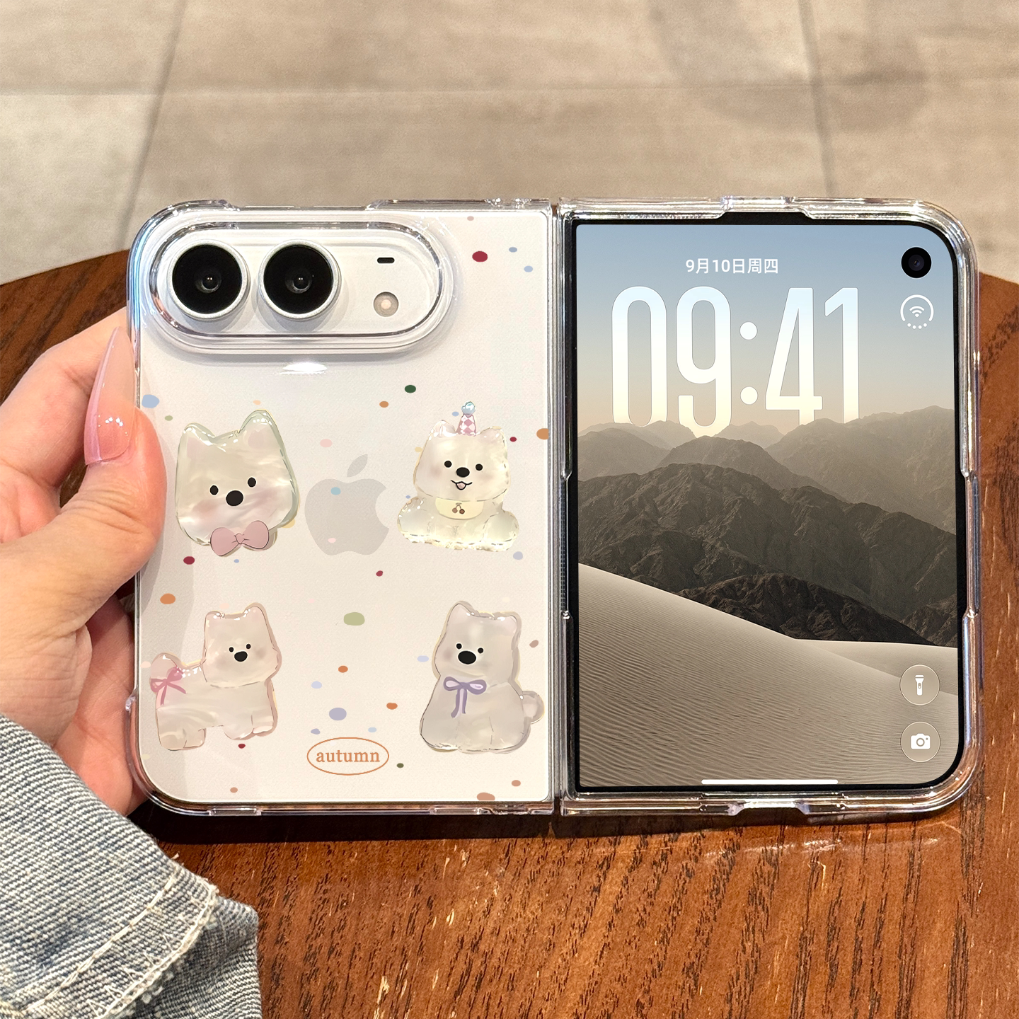 适用苹果折叠手机壳新款iphone duo高级感超薄可爱18折叠屏全包防摔的卡通保护套18duo波点西高地ip女款好看