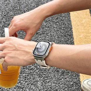 适用applewatch ultra3表带新款iWatch手表带S9氟橡胶s8苹果手表表带apple watch男高级7硅胶6夏季5运动透气4