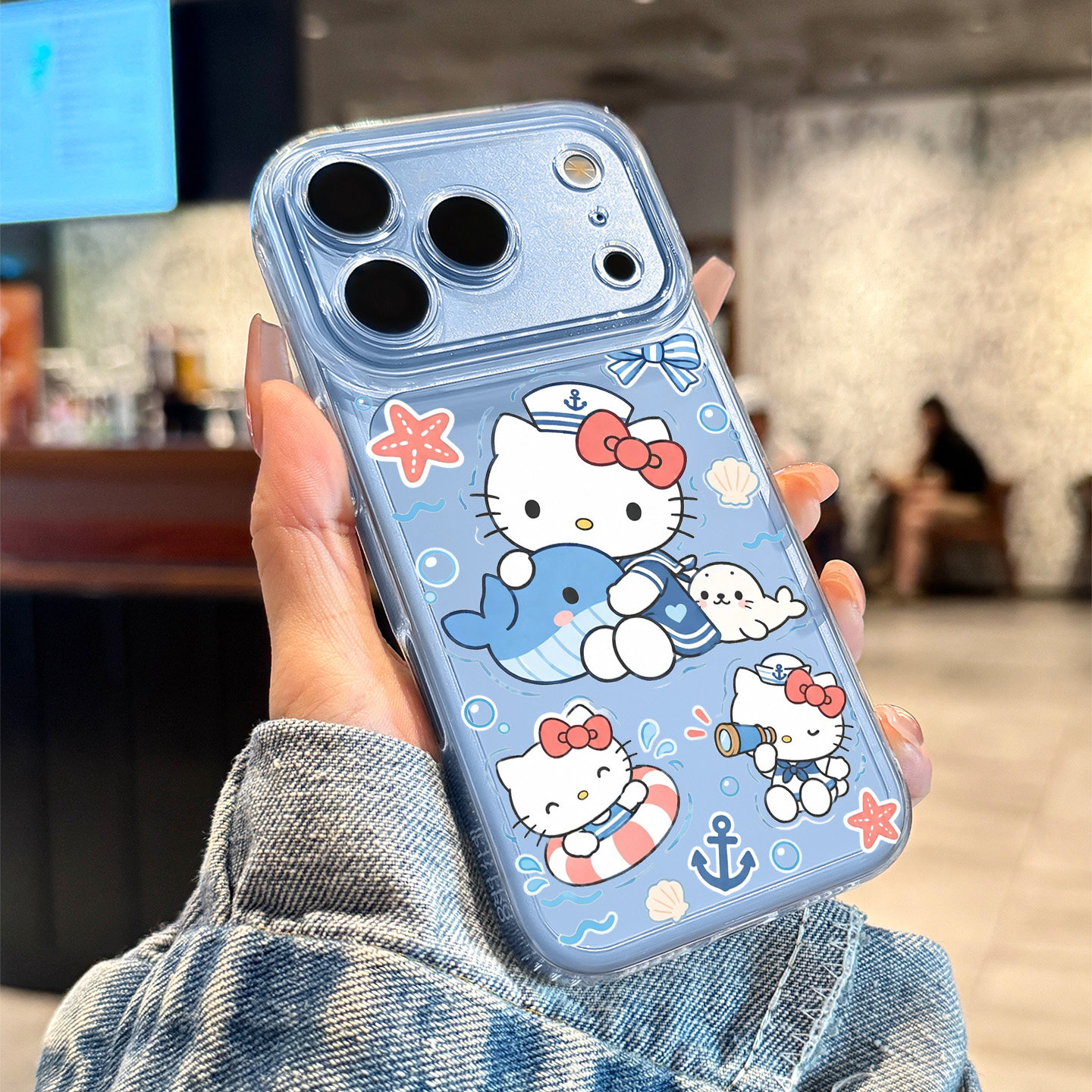 适用于苹果18promax手机壳新款iPhone18pro全包防摔17pro可爱水手小猫16pro卡通15创意网红独特时尚高级感女