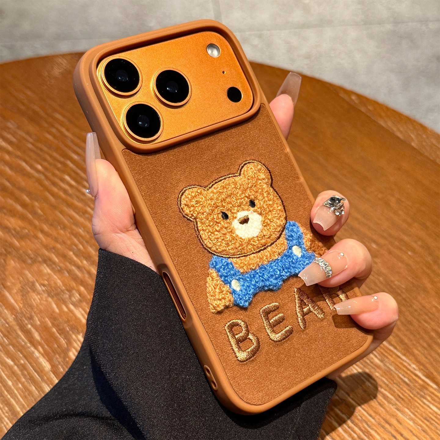 适用于苹果手机壳刺绣小熊