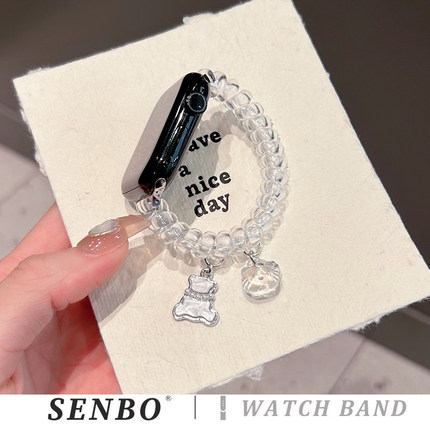 kt猫透明发圈表带适用iwatch S10手表applewatch专用苹果ultra高级感新款小众夏天s9/8/6/5/4小众se女士质感