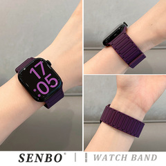 适用于iwatch10手表带新款女士苹果s9替换带s8硅胶s7智能手表6/5/4三株磁吸表带se代夏季时尚透气男款替换带