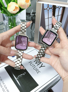 圣铂适用iwatch11/10苹果手表带applewatch9/8/7金属se手表带新款ultra3星光不锈钢女iPhonewatch高级42/46mm
