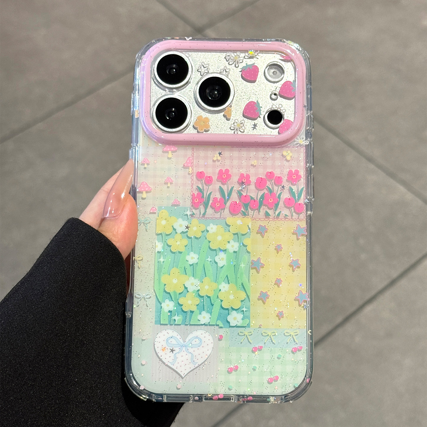适用苹果17promax手机壳新款iPhone17高级感17pro花朵草莓16全包防摔15pro硅胶的pm小清新女款ip小众网红包括