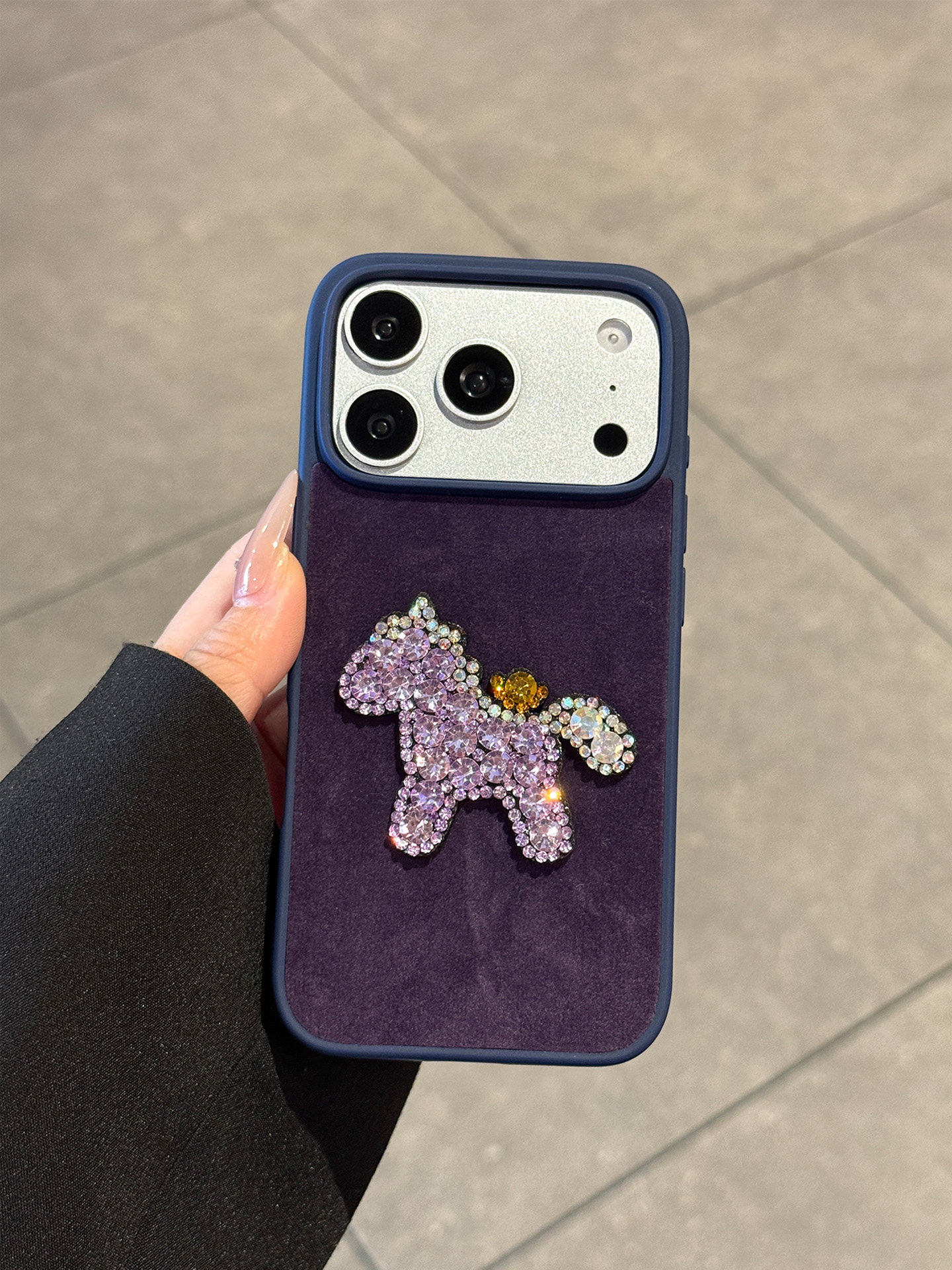 Purple Plush Diamond-encrusted Phone Case For Iphone 17 Max_voghion.com